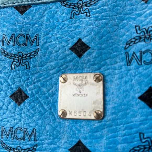 MCM BLUE VISETOS ZIPPERED SMALL TOTE BAG - Picture 5 of 16